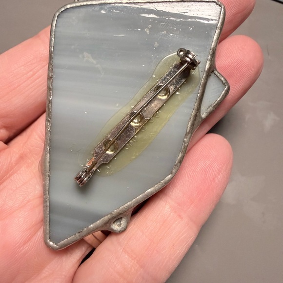 Vintage Iridescent Geometric color shifting Pendant brooch art deco - Picture 3 of 4